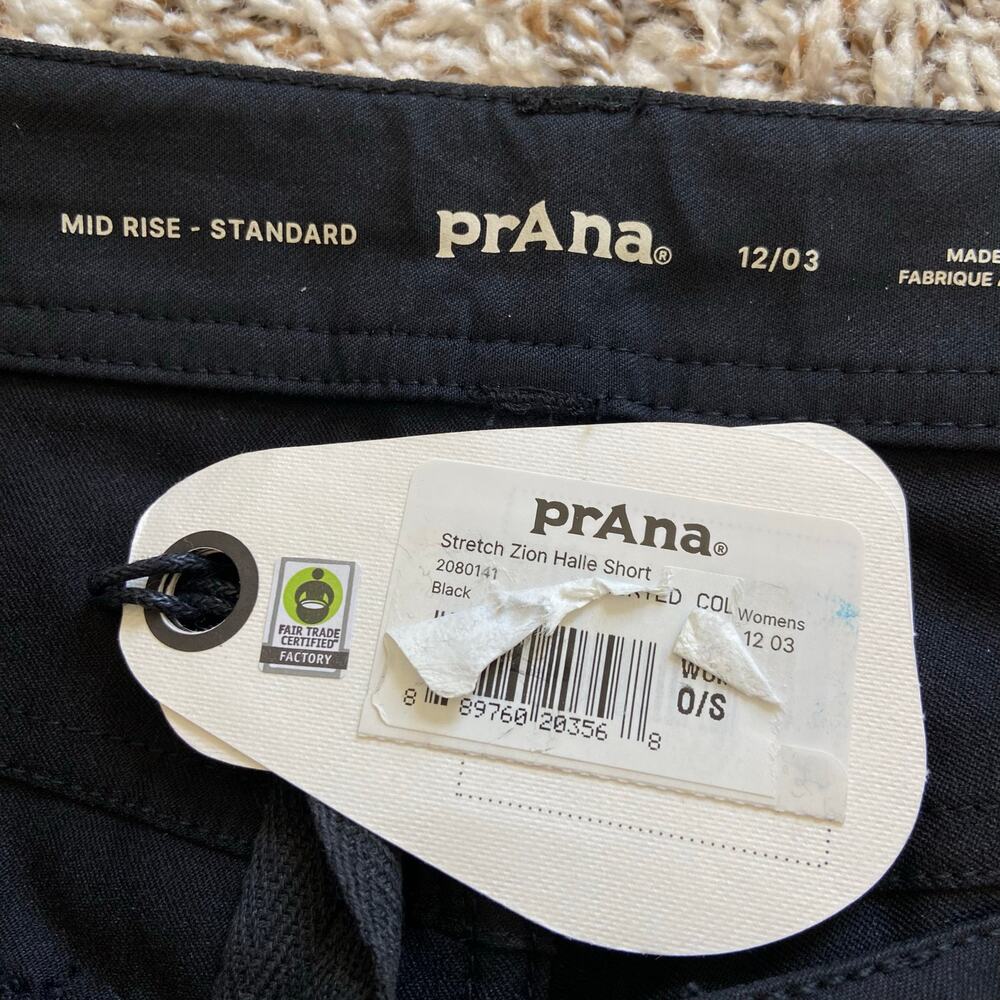 Prana Stretch Zion Halle Short Women's 12 Black 3" Inseam Standard Fit Mid Rise - Picture 6 of 11